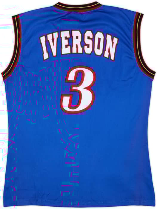 1999-00 Philadelphia 76ers Iverson #3 Champion Alternate Jersey - 7/10 - (L)