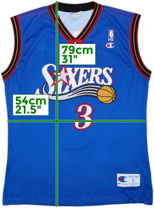 1999-00 Philadelphia 76ers Iverson #3 Champion Alternate Jersey - 7/10 - (L)