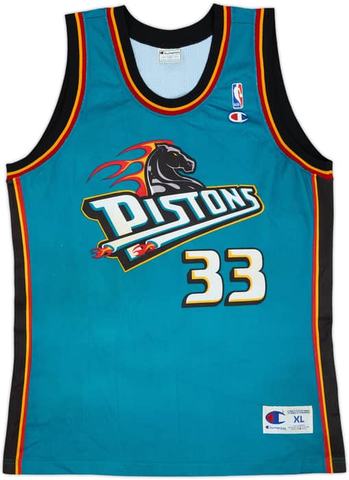 1996-00 Detroit Pistons Hill #33 Champion Away Jersey - 8/10 - (XL)