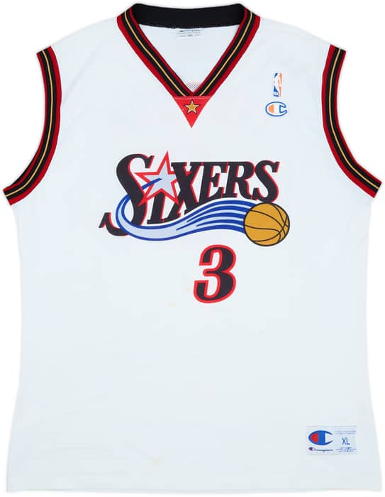 2000-06 Philadelphia 76ers Iverson #3 Champion Home Jersey - 6/10 - (XL)