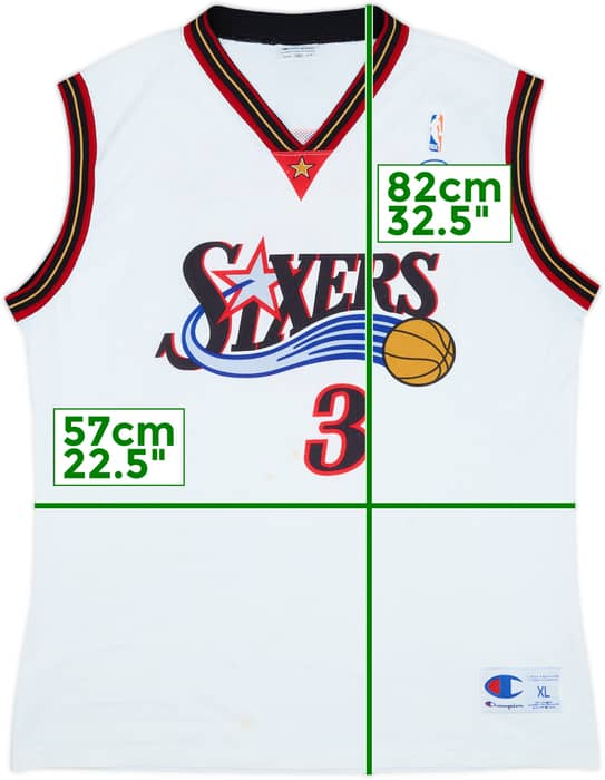 2000-06 Philadelphia 76ers Iverson #3 Champion Home Jersey - 6/10 - (XL)