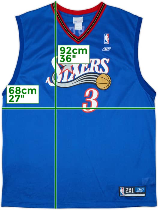 2002-06 Philadelphia 76ers Iverson #3 Reebok Alternate Jersey - 9/10 - (XXL)