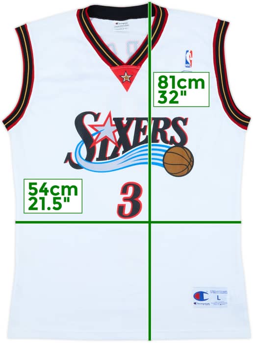 2000-06 Philadelphia 76ers Iverson #3 Champion Home Jersey - 9/10 - (L)