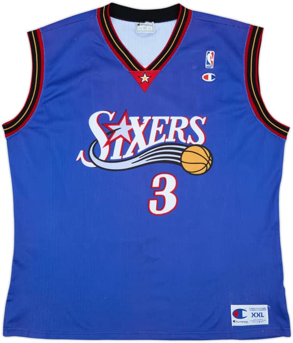 1999-00 Philadelphia 76ers Iverson #3 Champion Alternate Jersey - 8/10 - (XXL)