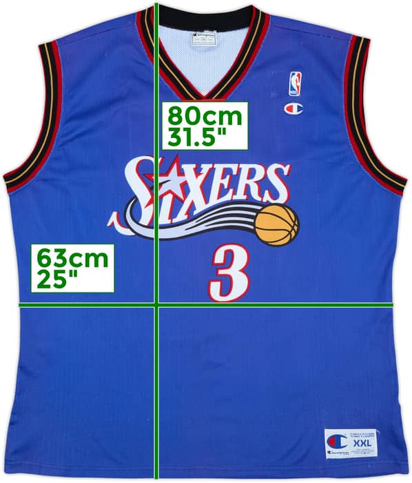 1999-00 Philadelphia 76ers Iverson #3 Champion Alternate Jersey - 8/10 - (XXL)