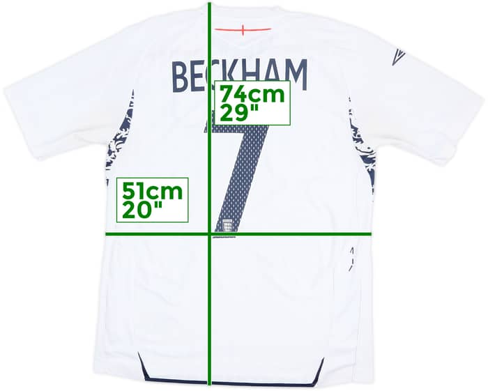 2007-09 England Home Shirt Beckham #7 - 7/10 - (L)