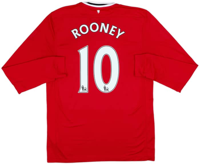 2011-12 Manchester United Home L/S Shirt Rooney #10 - 8/10 - (L)