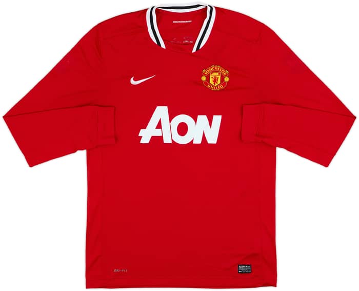 2011-12 Manchester United Home L/S Shirt Rooney #10 - 8/10 - (L)