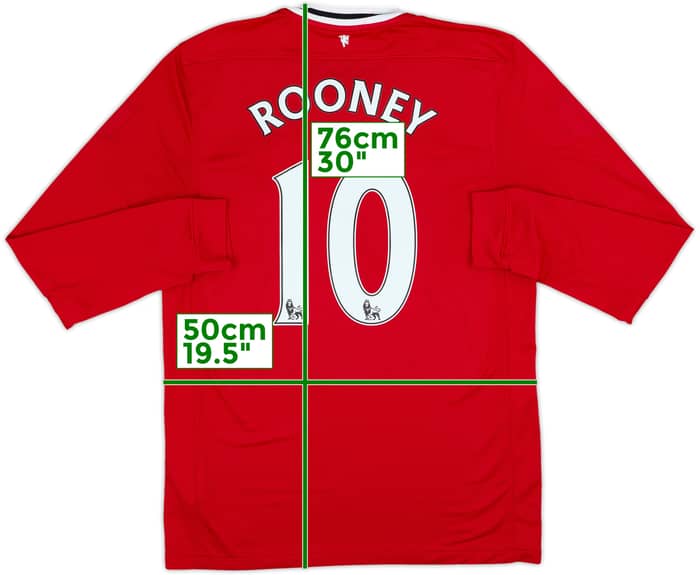 2011-12 Manchester United Home L/S Shirt Rooney #10 - 8/10 - (L)