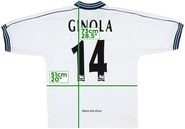 1997-99 Tottenham Home Shirt Ginola #14 - 8/10 - (M)