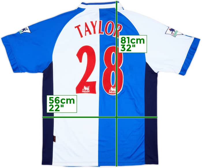 2000-02 Blackburn Rovers Match Issue Home Shirt Taylor #28