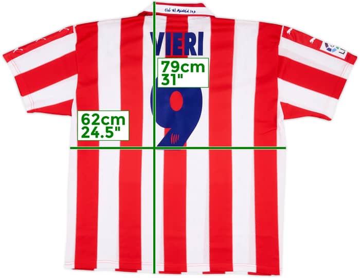 1997-98 Atletico Madrid Home Shirt Vieri #9 - 8/10 - (XL)