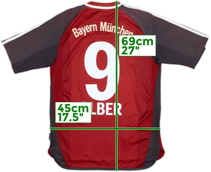 2001-02 Bayern Munich Home Shirt Elber #9 - 7/10 - (XL.Boys)