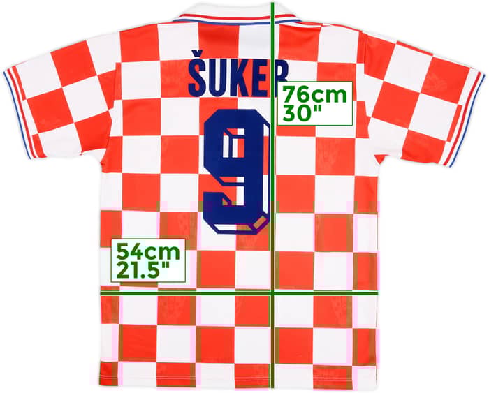 1996-98 Croatia Home Shirt Suker #9 - 7/10 - (L)