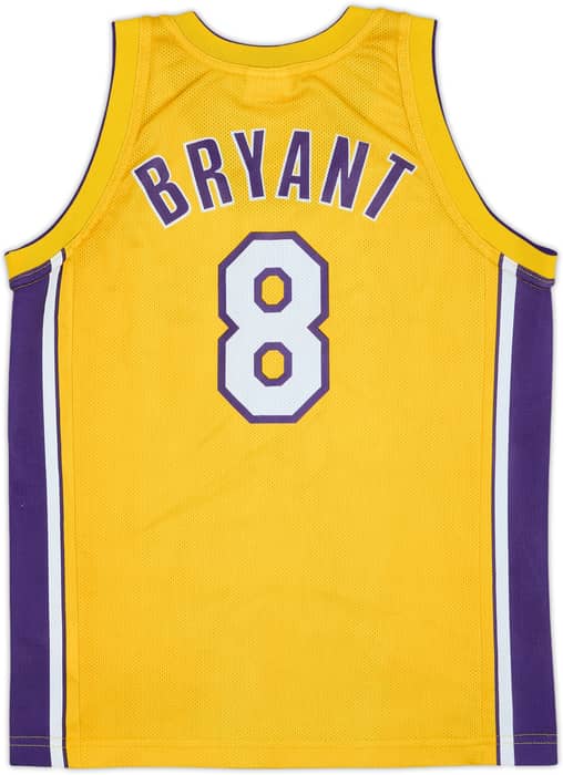 1999-06 LA Lakers Bryant #8 Champion Home Jersey - 6/10 - (M.Boys)