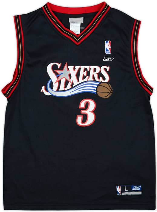 2002-06 Philadelphia 76ers Iverson #3 Reebok Away Jersey - 7/10 - (L.Boys)
