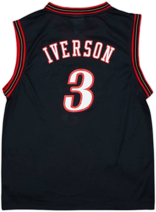 2002-06 Philadelphia 76ers Iverson #3 Reebok Away Jersey - 7/10 - (L.Boys)