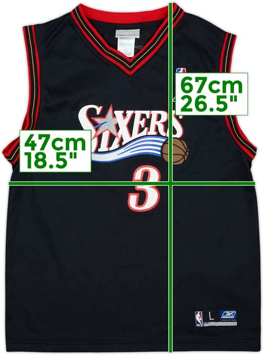 2002-06 Philadelphia 76ers Iverson #3 Reebok Away Jersey - 7/10 - (L.Boys)