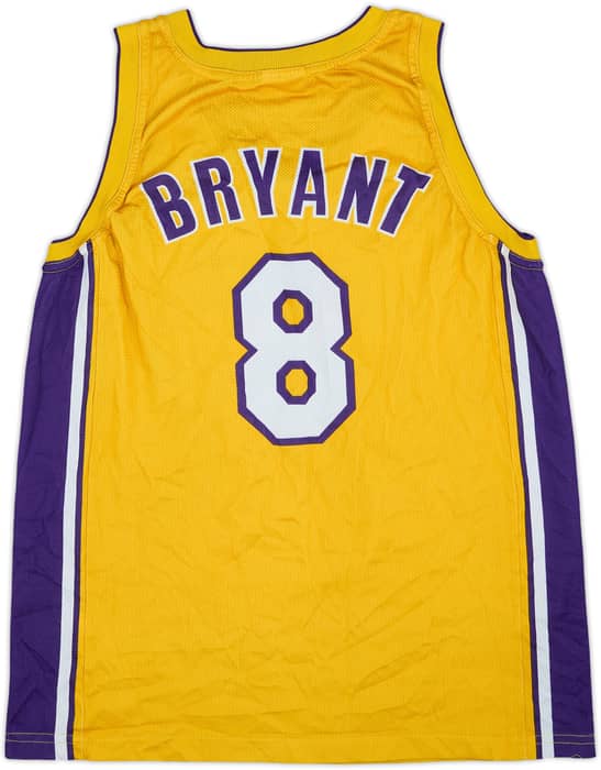 1999-06 LA Lakers Bryant #8 Champion Home Jersey - 6/10 - (M)
