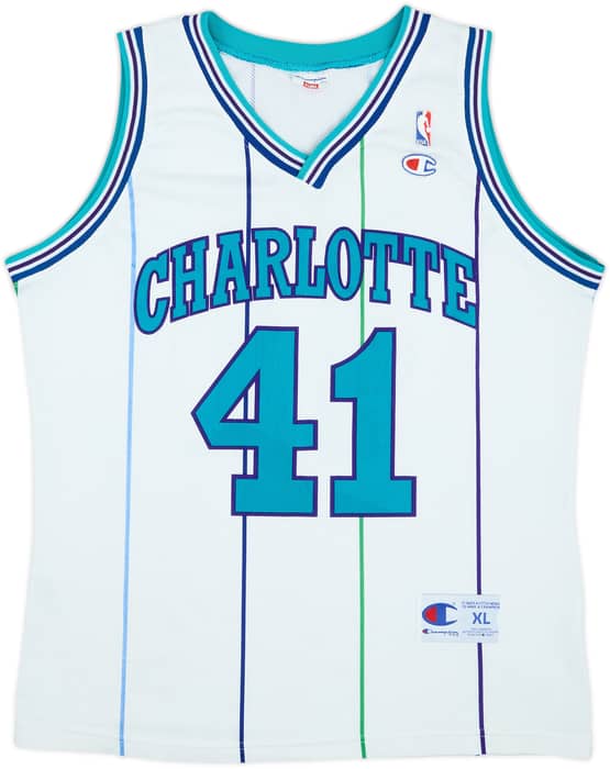 1995-97 Charlotte Hornets Rice #41 Champion Home Jersey - 8/10 - (XL)