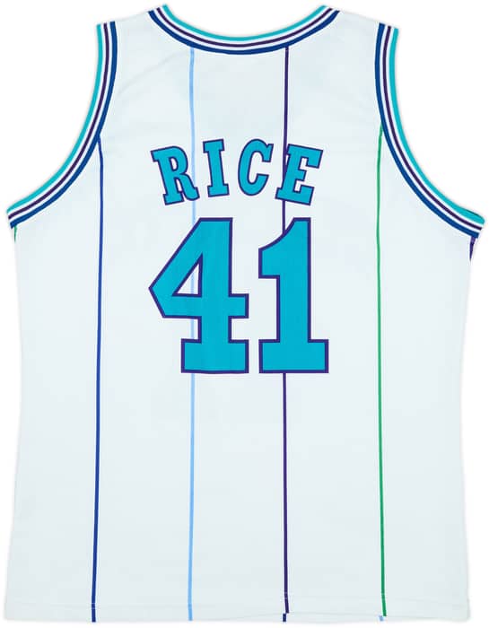 1995-97 Charlotte Hornets Rice #41 Champion Home Jersey - 8/10 - (XL)