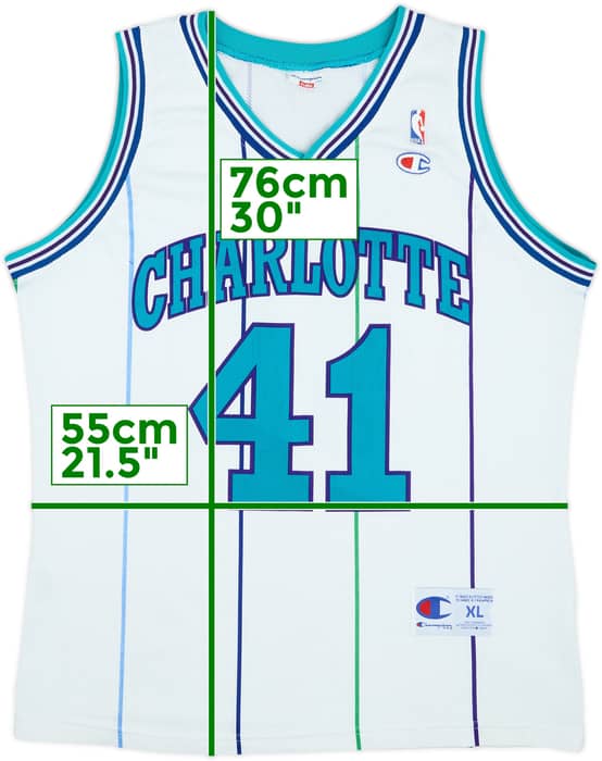 1995-97 Charlotte Hornets Rice #41 Champion Home Jersey - 8/10 - (XL)