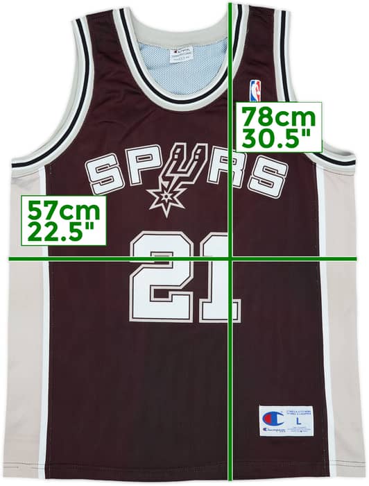 2002-10 San Antonio Spurs Duncan #21 Champion Away Jersey - 9/10 - (L)