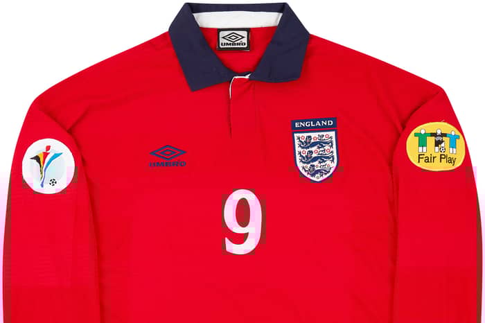 2000 England Match Issue European Championship Away L/S Shirt Shearer #9