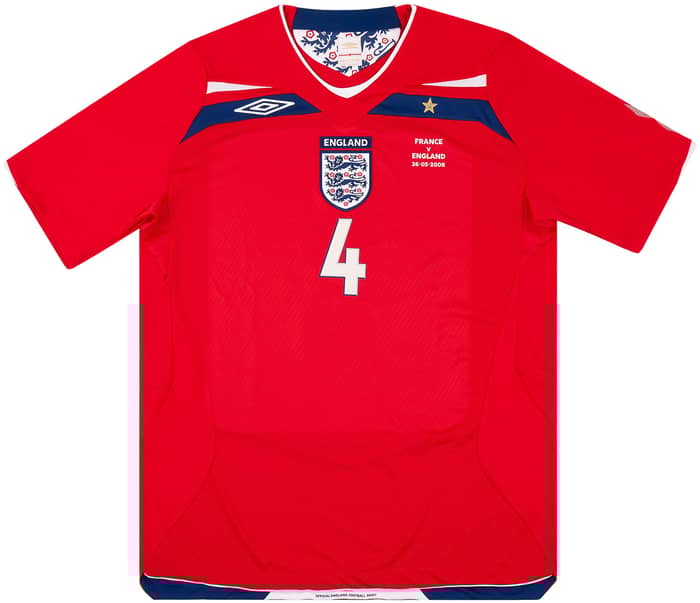 2008 England Match Issue Signed Away Shirt Hargreaves #4 (v France)