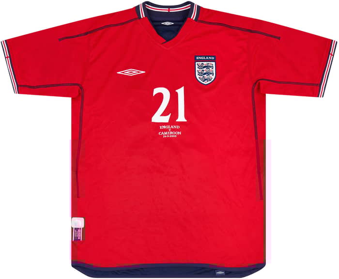 2002 England Match Issue Away Shirt Butt #21 (v Cameroon)