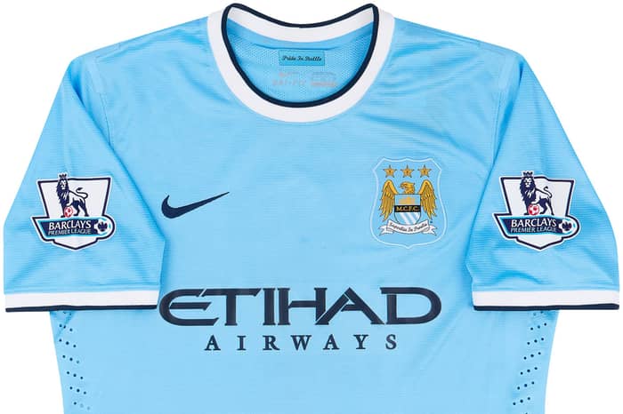 2013-14 Manchester City Match Issue Home Shirt Kompany #4