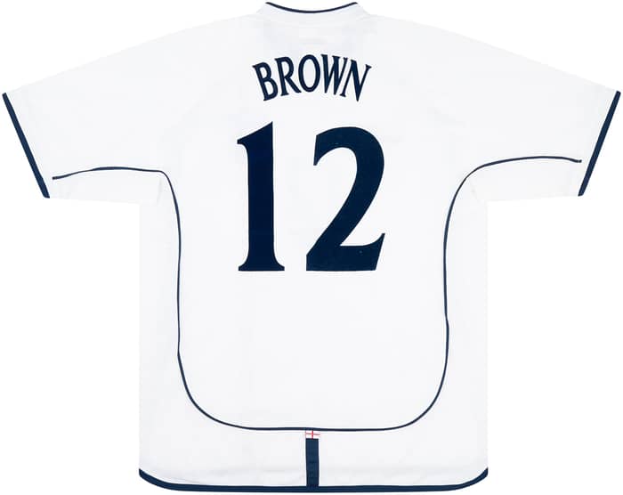 2002 England Match Worn Home Shirt Brown #12 (v South Korea)