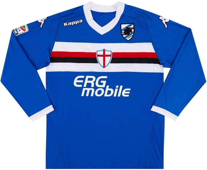 2010-11 Sampdoria Match Issue Home L/S Shirt Mannini #7