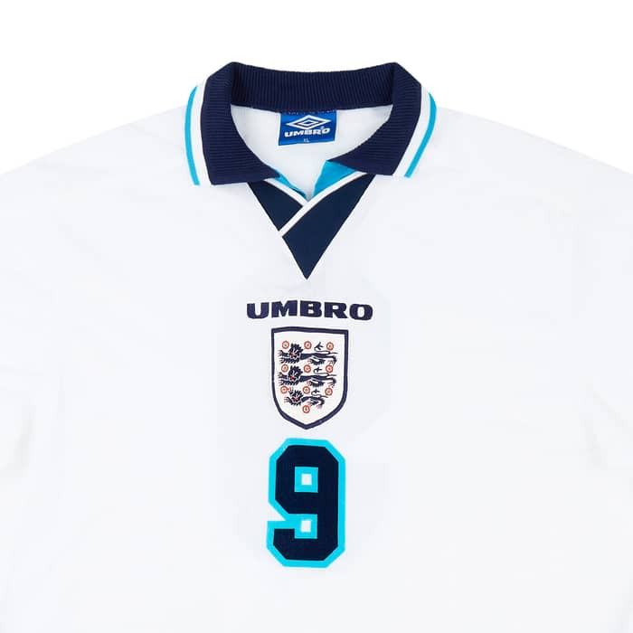 1995-97 England Match Issue Home L/S Shirt #9 (Shearer)