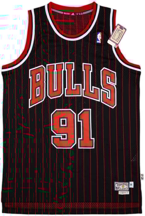 1995-96 Chicago Bulls Rodman #91 adidas Hardwood Classics Swingman Alternate Jersey (M)