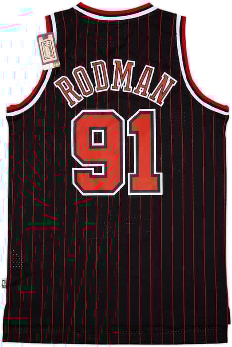 1995-96 Chicago Bulls Rodman #91 adidas Hardwood Classics Swingman Alternate Jersey (M)