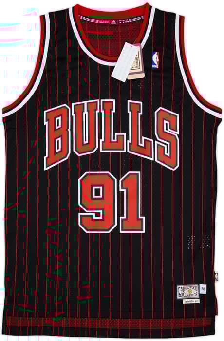 1995-96 Chicago Bulls Rodman #91 adidas Hardwood Classics Swingman Alternate Jersey (M)