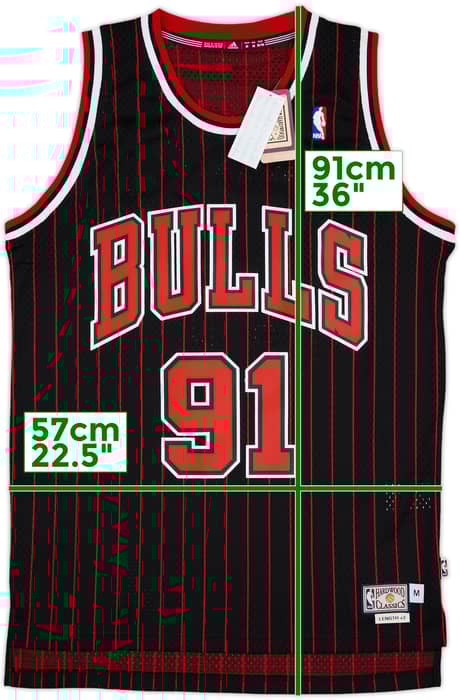 1995-96 Chicago Bulls Rodman #91 adidas Hardwood Classics Swingman Alternate Jersey (M)