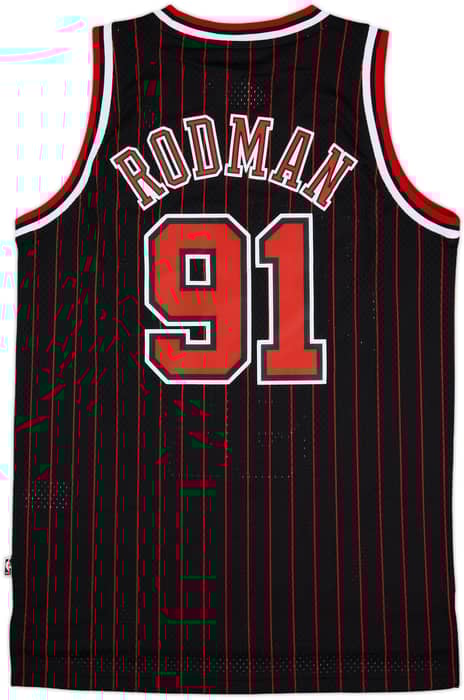 1995-96 Chicago Bulls Rodman #91 adidas Hardwood Classics Swingman Alternate Jersey (M)