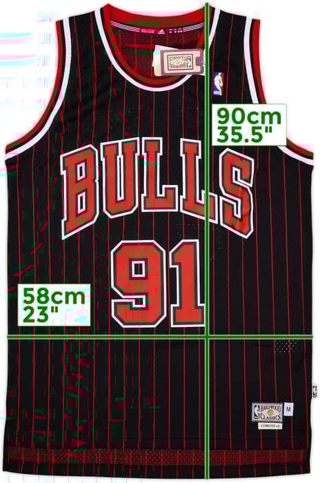 1995-96 Chicago Bulls Rodman #91 adidas Hardwood Classics Swingman Alternate Jersey (M)