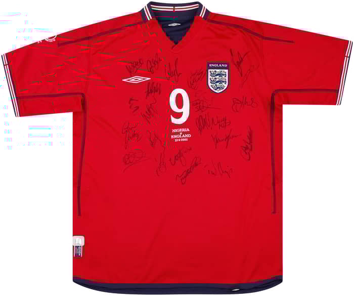 2002 England Match Issue World Cup Signed Away Shirt Fowler #9