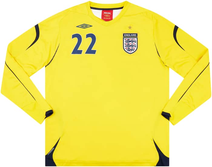 2007 England U-21 Match Issue GK Shirt Alnwick #22
