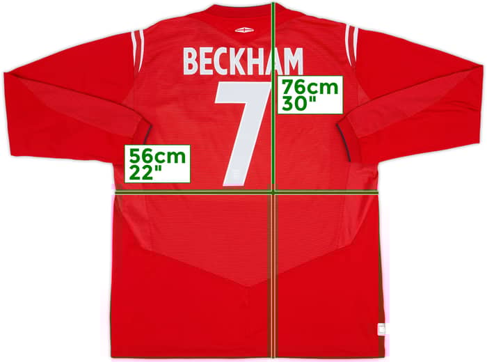 2004-06 England Away L/S Shirt Beckham #7 - 7/10 - (XL)