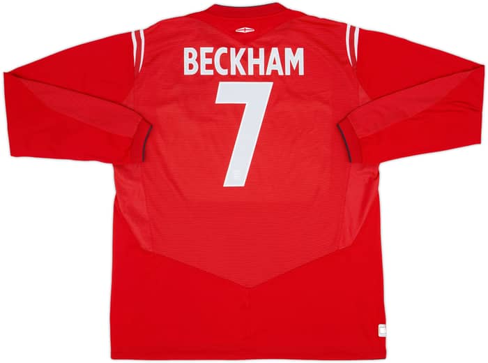 2004-06 England Away L/S Shirt Beckham #7 - 7/10 - (XL)