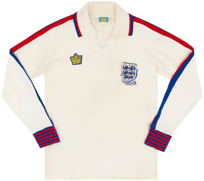 1976 England U-23 Match Worn Home L/S Shirt #5 (Thompson) v Hungary