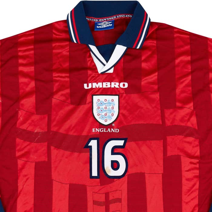 1997-99 England Match Issue Away L/S Shirt #16 (Butt)