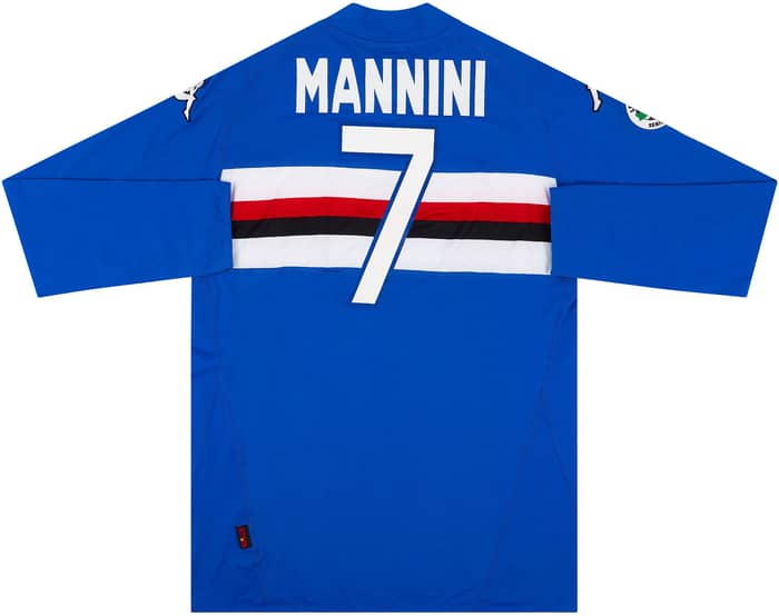 2009-10 Sampdoria Match Issue Home L/S Shirt Mannini #7