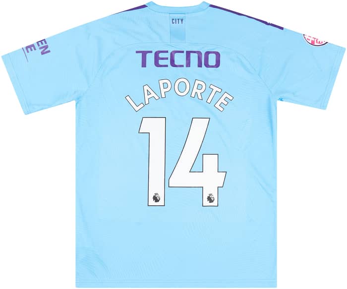 2019-20 Manchester City Match Issue Premier League Asia Trophy Home Shirt Laporte #14