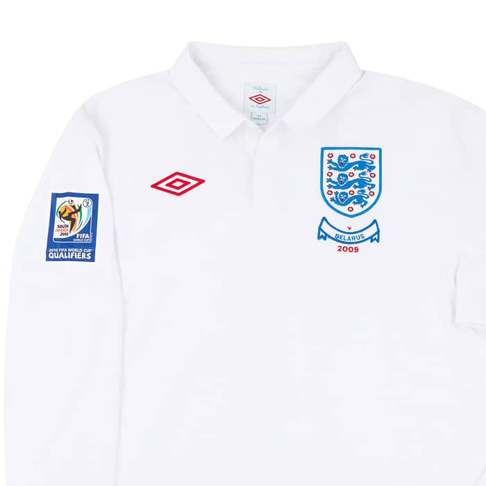 2009 England Match Issue Home L/S Shirt Heskey (v Belarus)