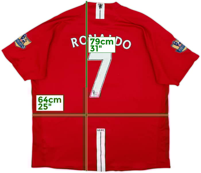 Camiseta de local del Manchester United 2007-09 Ronaldo #7 - 5/10 - (3XL)